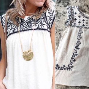 Sleeveless Embroidered Peasant Top